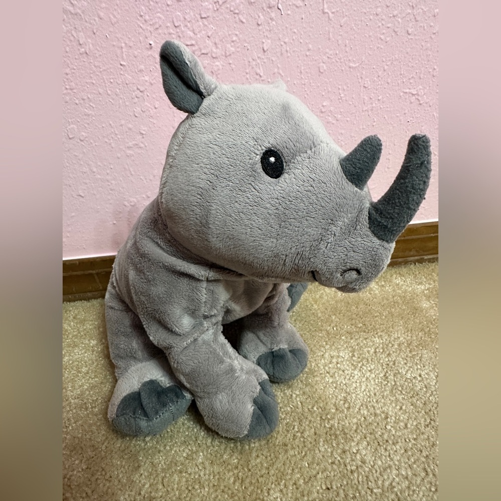 Kohl's Cares Rhino 10" Plush Stuffed Animal Toy Rhinoceros Gray Sewn Eyes